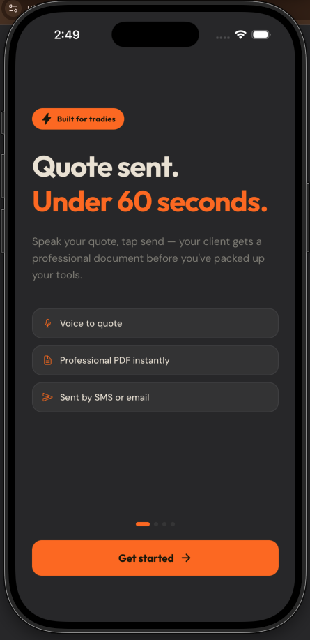 UteQuote app screenshot